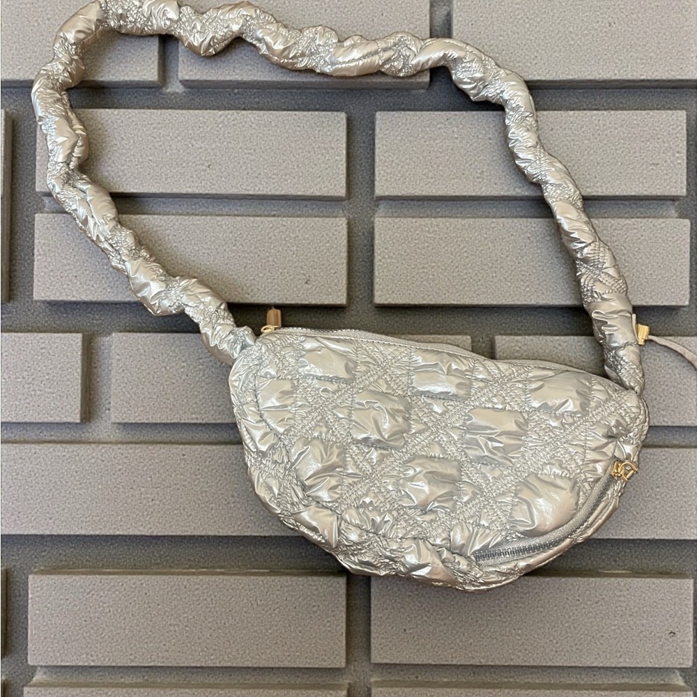 Chic Silver Quilted Crossbody Bag
